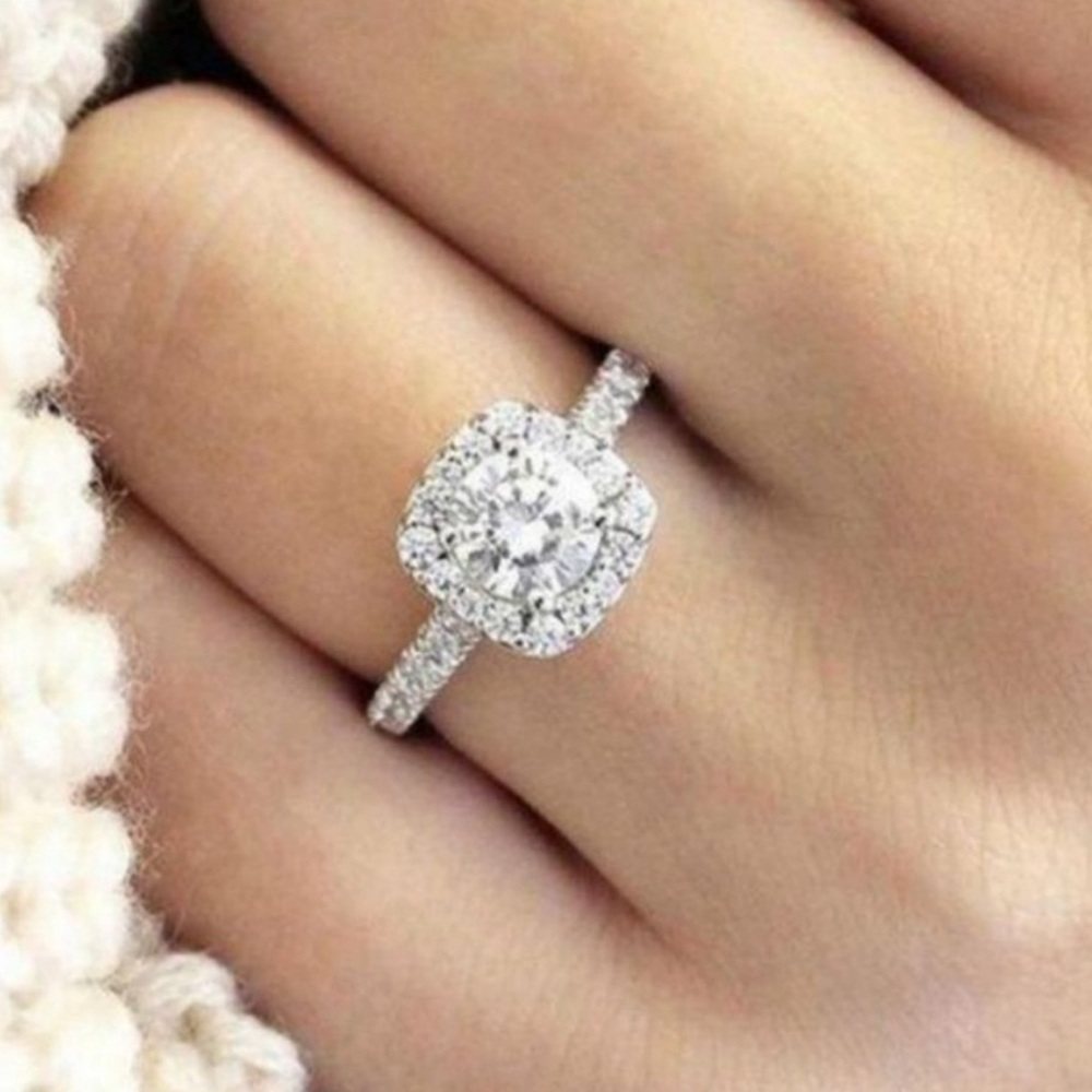 NEW 925 STERLING SILVER DIAMOND ENGAGEMENT RING - Picture 2 of 5
